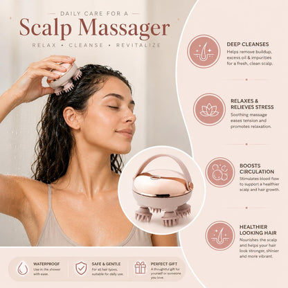 Electric Scalp Massager – Rechargeable Waterproof Head Massage Brush